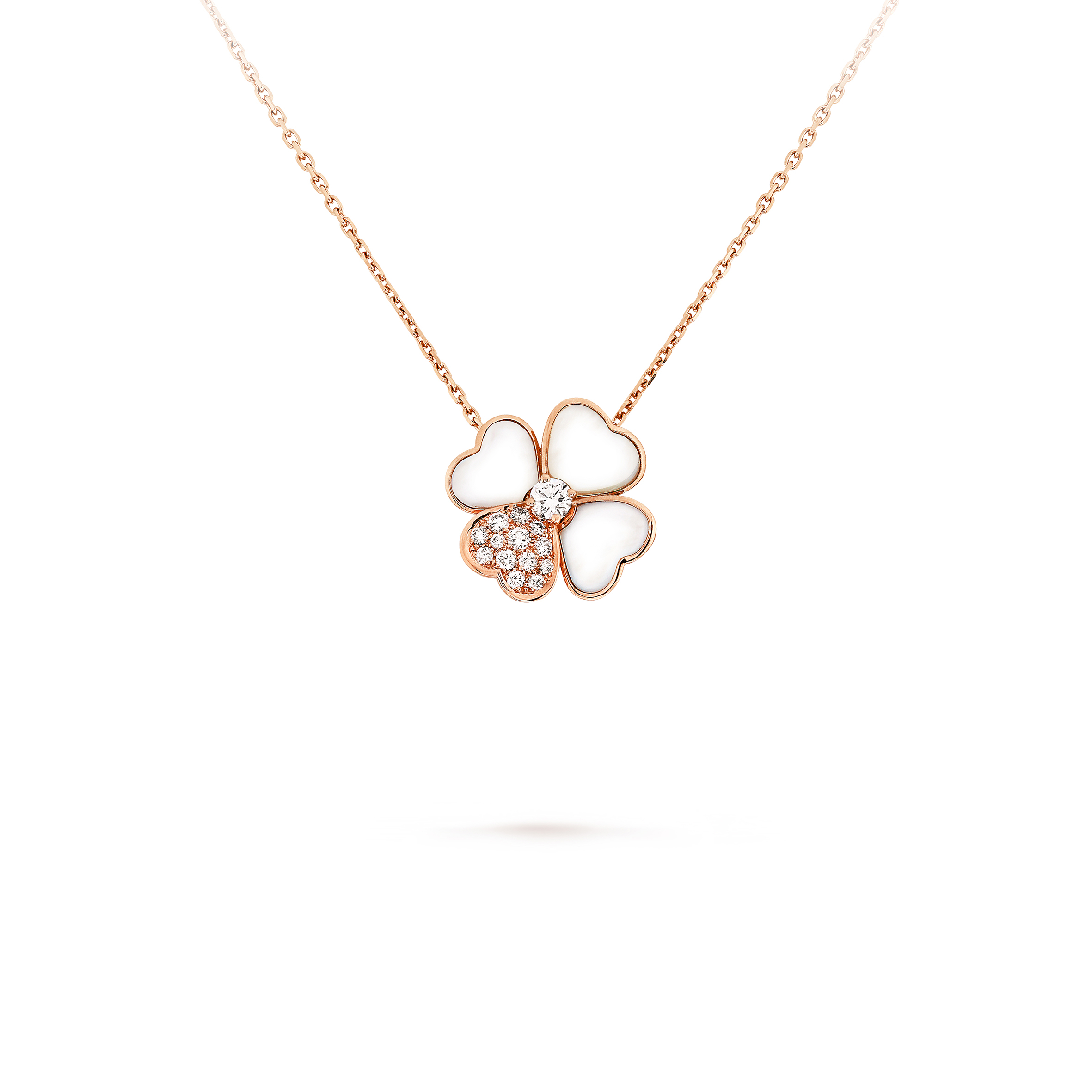 v*n cl*f arpels cosmos clip pendant, medium model - rose gold, Di*m*nd, mother-of-pearl  vcaro5bv00